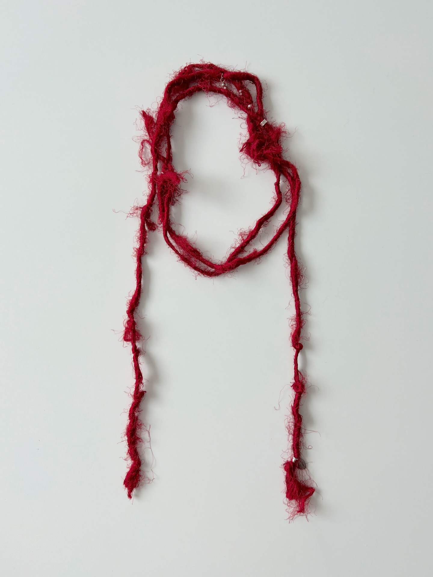 INDIA SILK SCARF NECKLACE LONG_RED