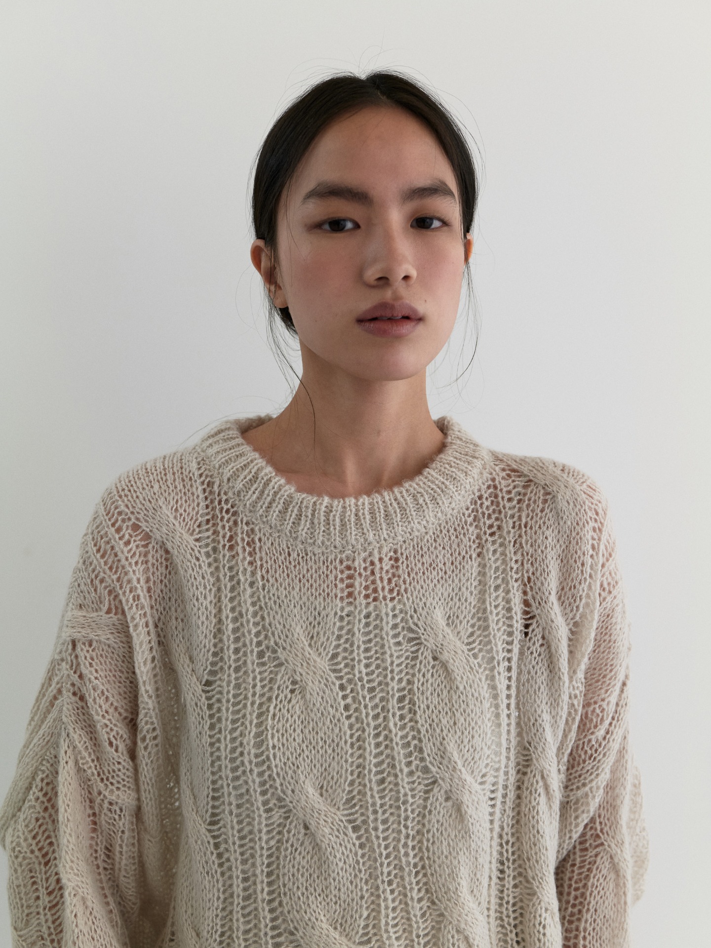SHEER ROUND OVER KNIT_IVORY