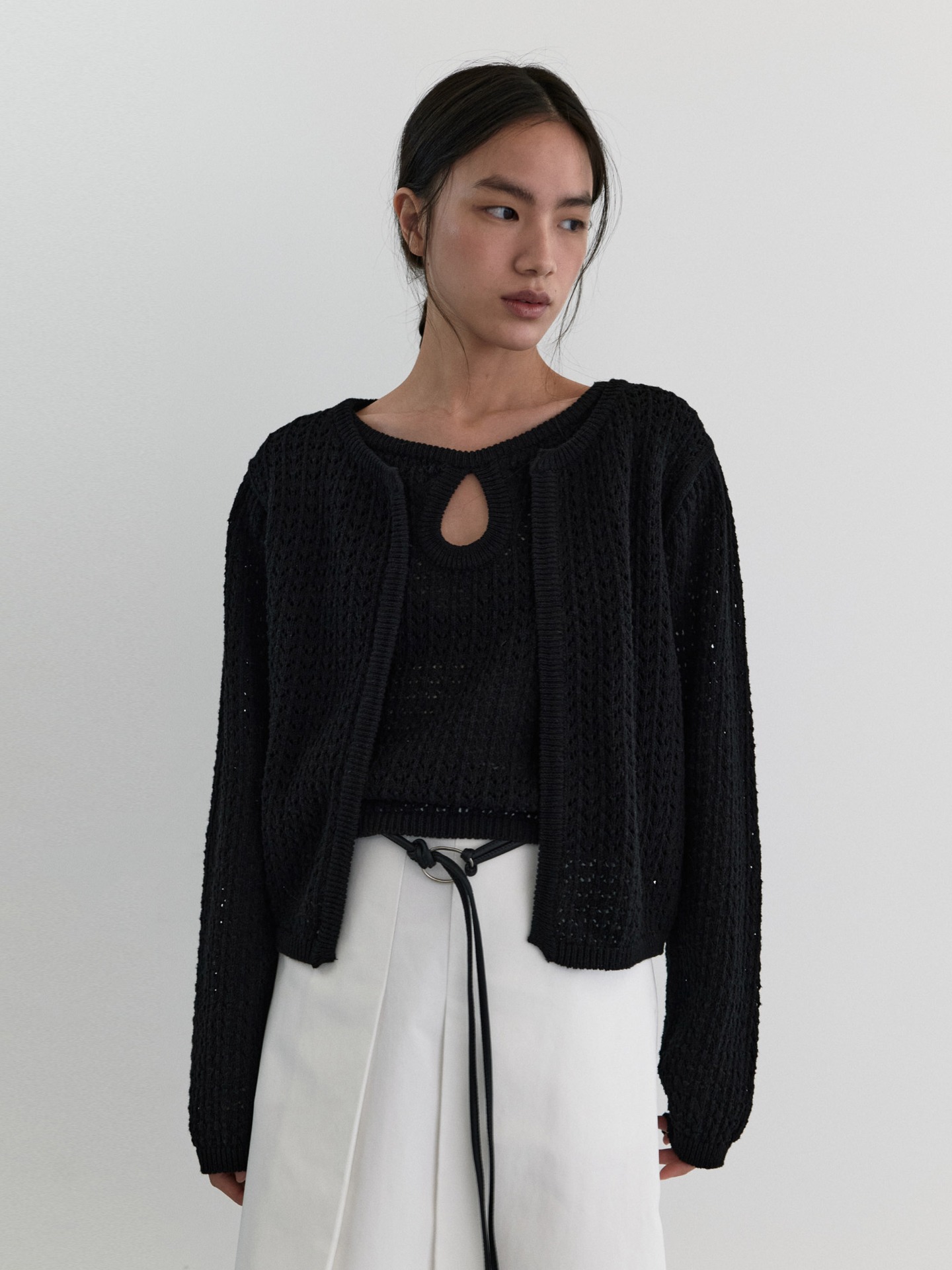[Monthly event] NET KNIT CARDIGAN_BLACK