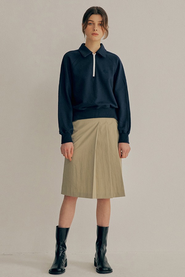 PLEATS MIDDLE SKIRT_OLIVE