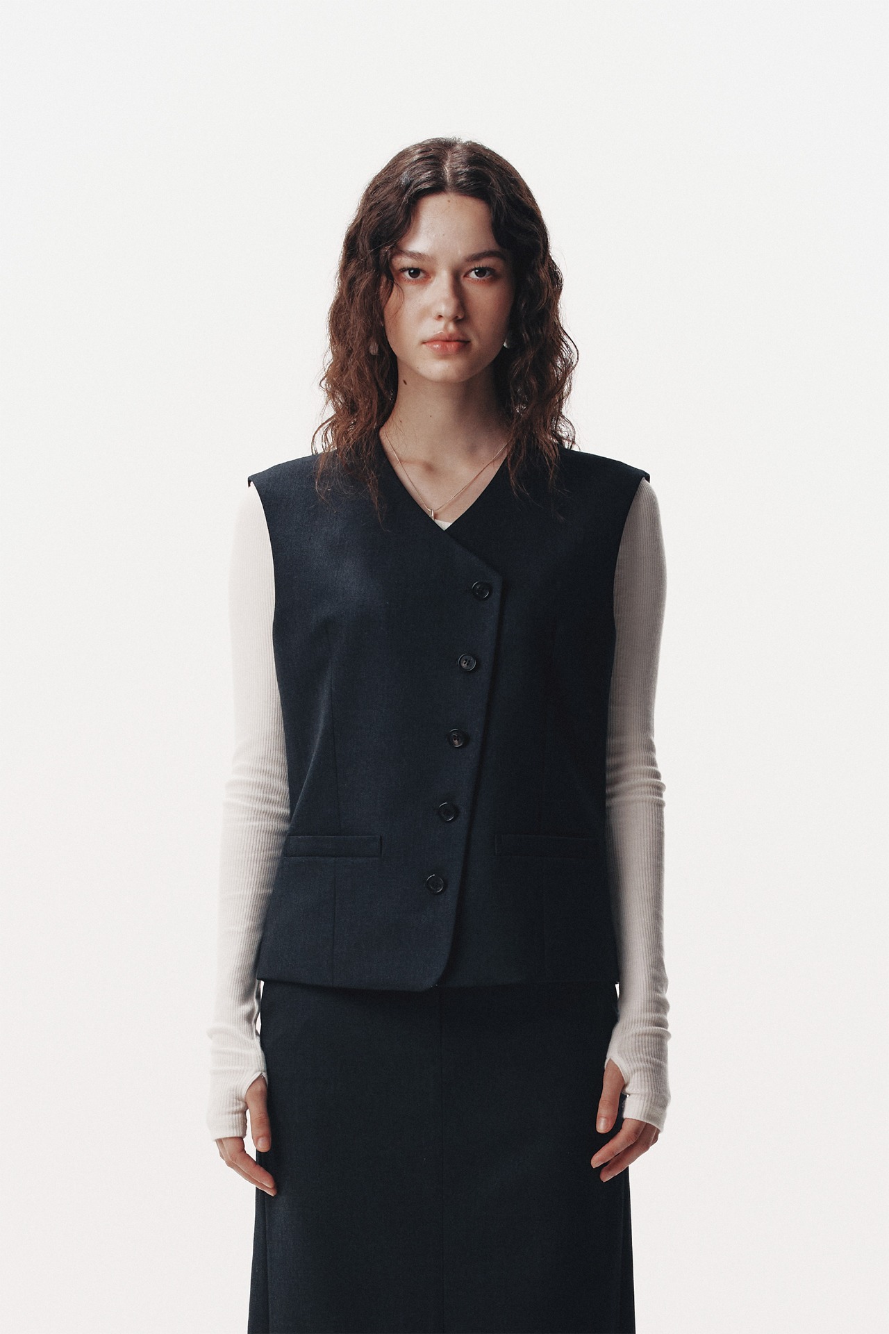 OVER SIZED WOOL VEST_CHARCOAL