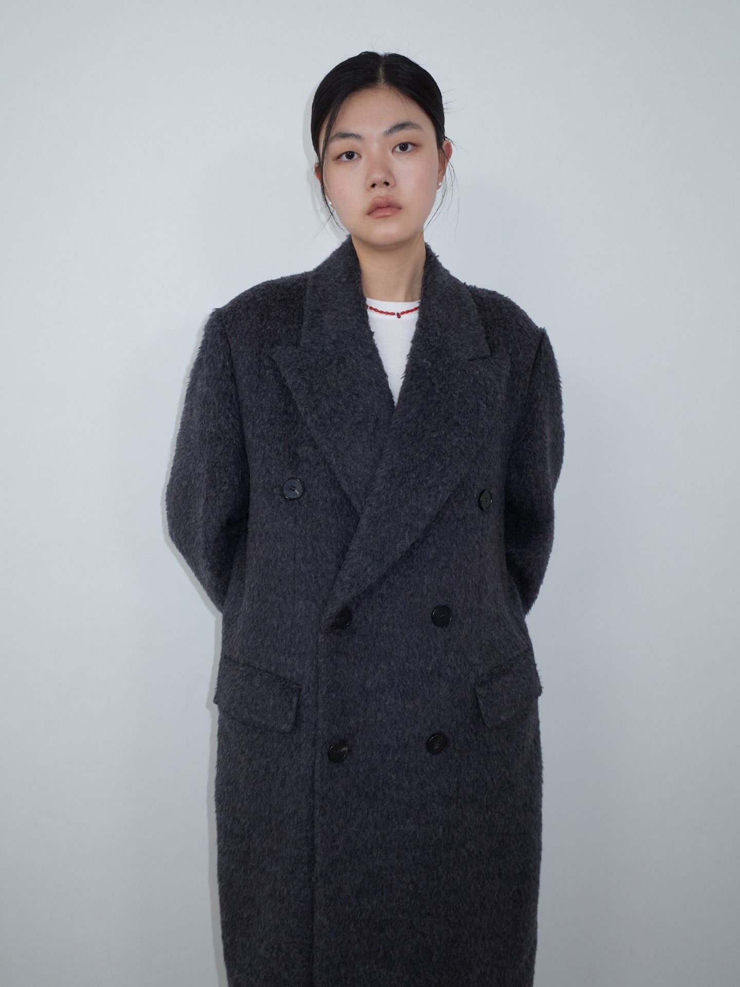 MAXI DOUBLE-BREASTED MOHAIR COAT_CHARCOAL