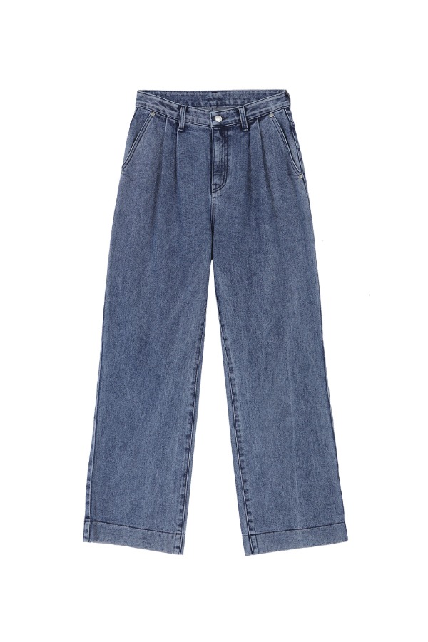 PIN TUCK WIDE JEANS_BLUE