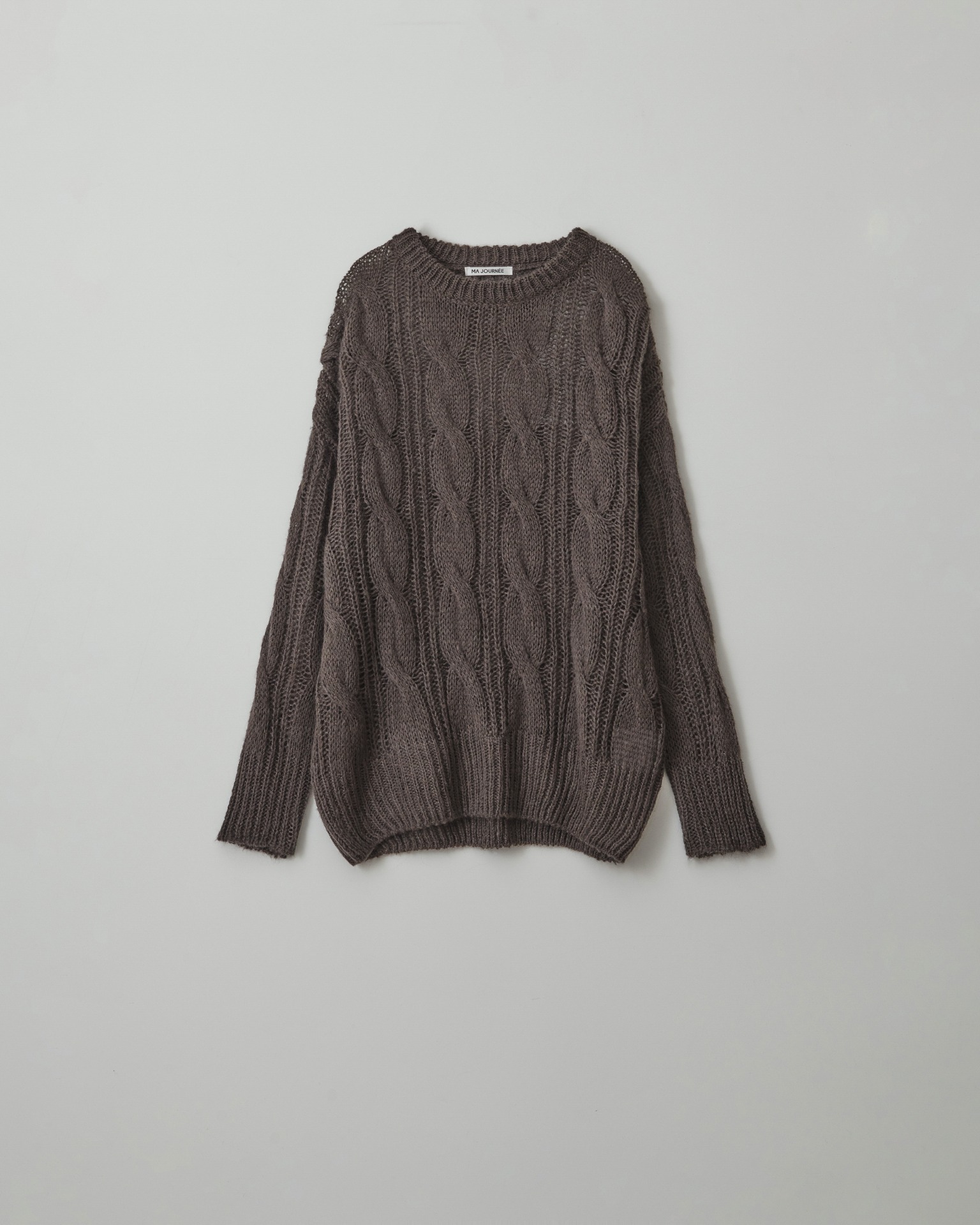 SHEER ROUND OVER KNIT_BROWN